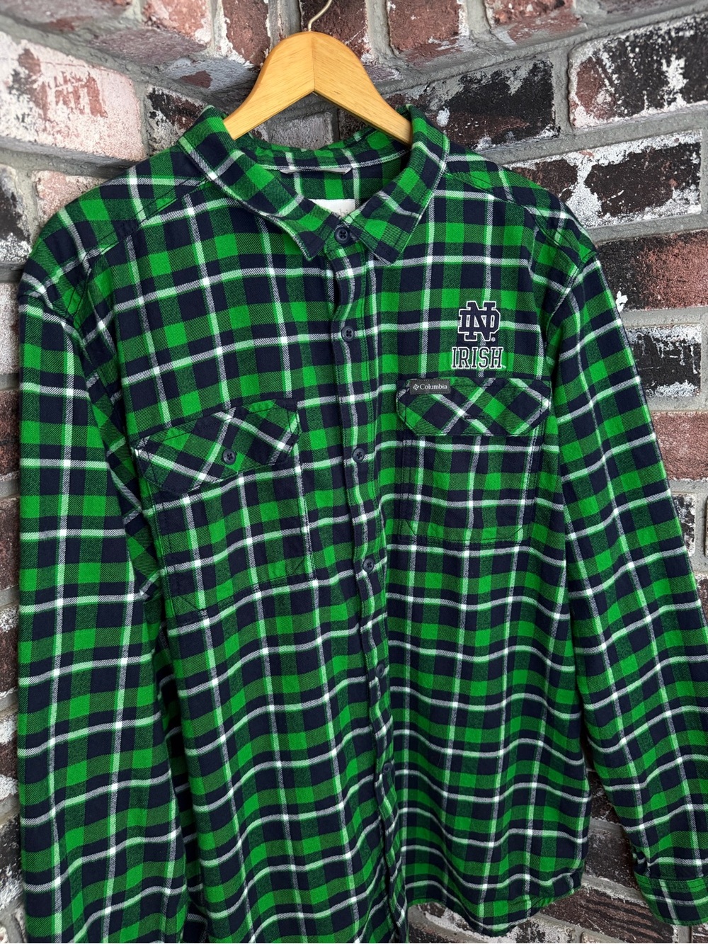Columbia Notre Dame Fighting Irish Tartan Plaid Long Sleeve Button Up Men’s XL